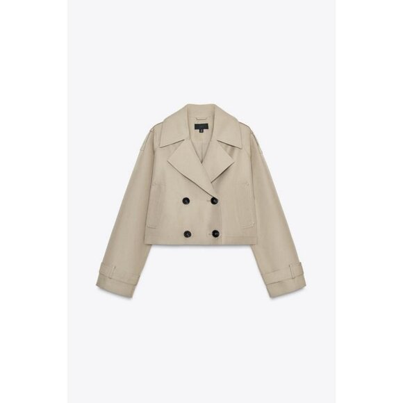 ZARA DOUBLE-BREASTED SHORT TRENCH COAT - Picture 3 of 5